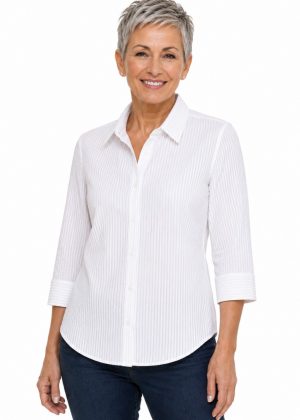 Grenouille - 3/4 Sleeve White Shirt (100W)