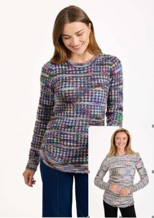 Mudlfower Chequered Fluffy Yarn Jumper (652)