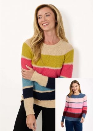 Mudflower Colour Block Cableknit Jumper (657)
