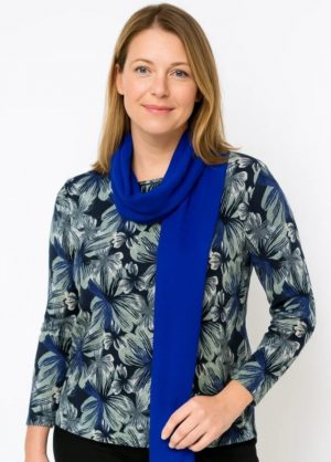 Claudia C Flower Print Top with Scarf (12953)