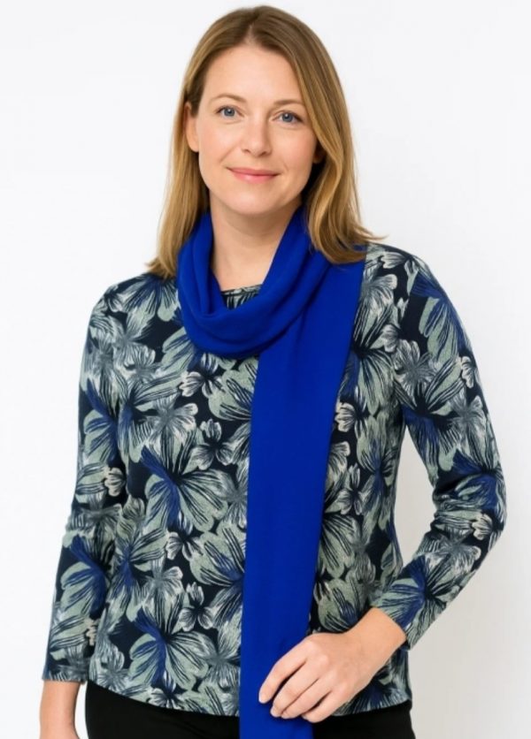Claudia C Flower Print Top with Scarf (12953)