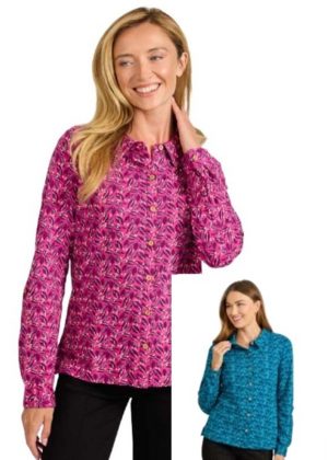 Mudflower Leaf Print Cotton Blouse (692)