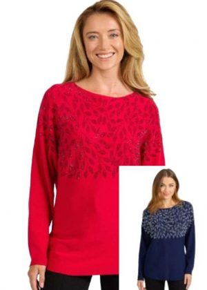 Mudflower Leaf Embellished Plain Jumper (712)