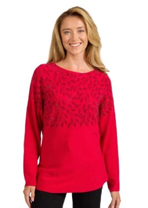 Mudflower Leaf Embellished Plain Jumper (712)
