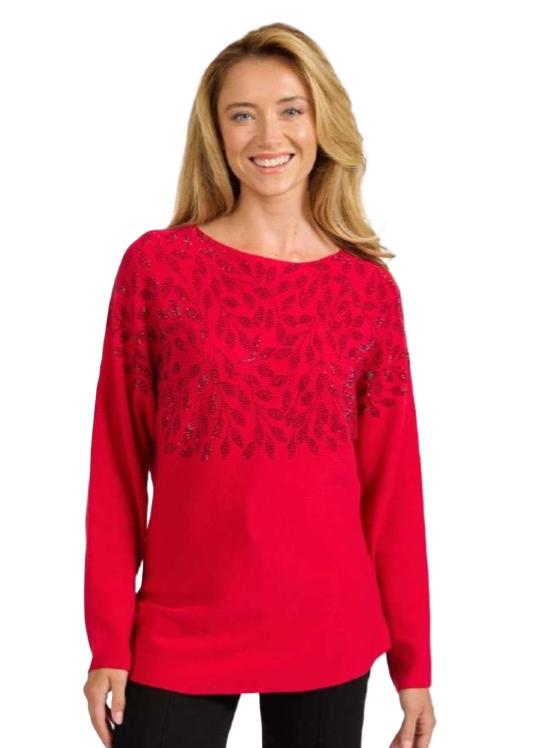 Mudflower Leaf Embellished Plain Jumper (712)