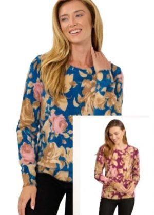 Mudflower Rose Print Yarn Jumper (722)