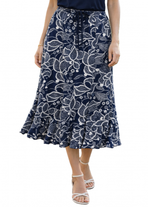 Claudia C - Leaf Print Skirt (13384)