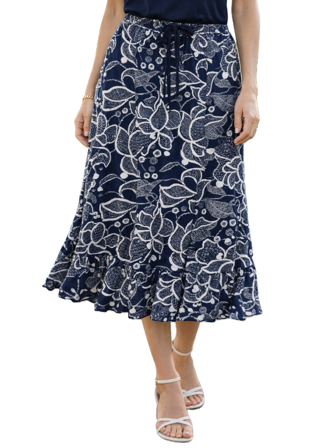 Claudia C - Leaf Print Skirt (13384)
