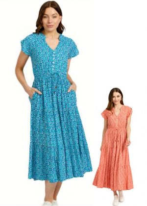 Mudflower Geometric Print Dress (248)