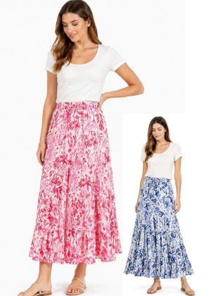 Mudflower Floral Print Maxi Skirt (234)