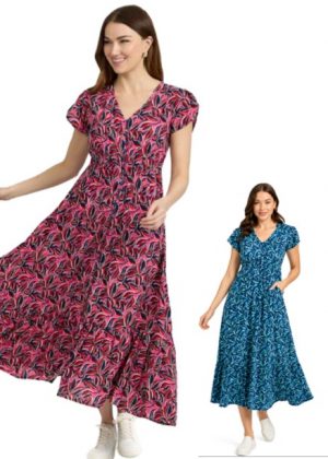 Mudflower Leaf Print Midi Dress (249)