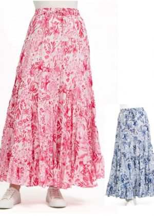 Mudflower Floral Print Maxi Skirt (234)