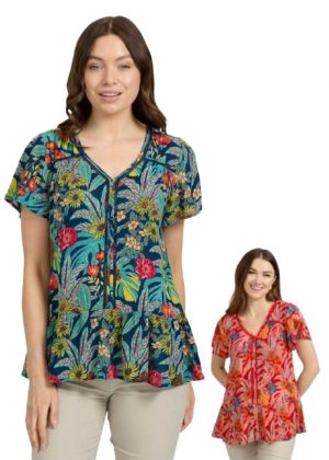 Mudflower Tropical Print Top (241)