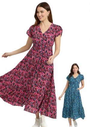 Mudflower Leaf Print Midi Dress (249)