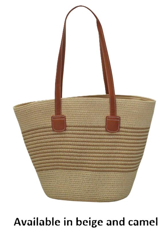 Woodlands - Large Straw Shopping Bag (Heron)