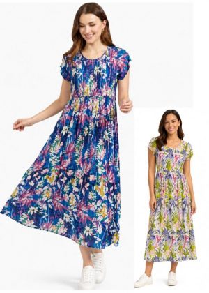 Mudflower Leaf Print Midi Dress (279)