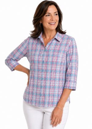 Grenouille - 3/4 Sleeve Check Shirt (14705)
