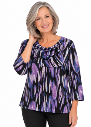 Claudia-C Abstract Print Brushed Top (13679)
