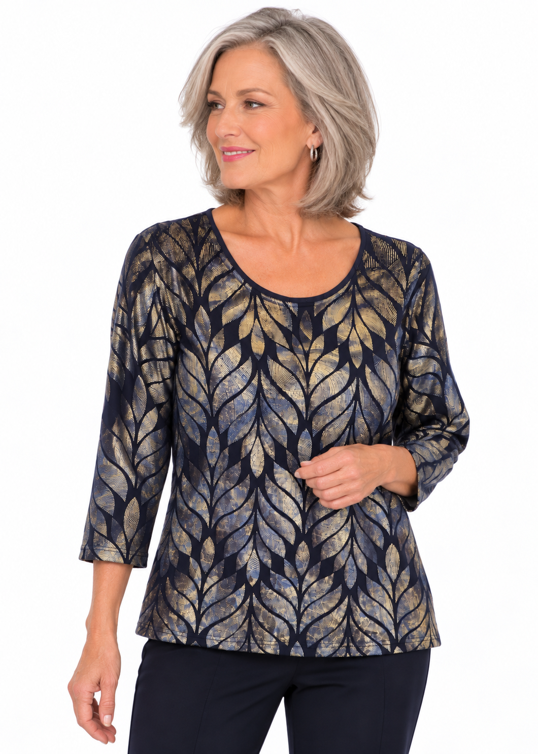 Claudia-C Velvet Glitter Round Neck Top (13720)